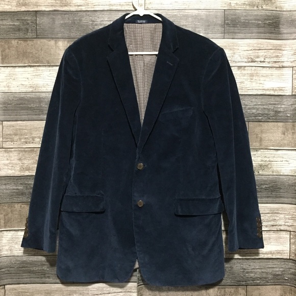 Saddlebred Corduroy Blazer Jacket Men’s 42 Navy Blue 2 Button 100% Cotton - Picture 5 of 11